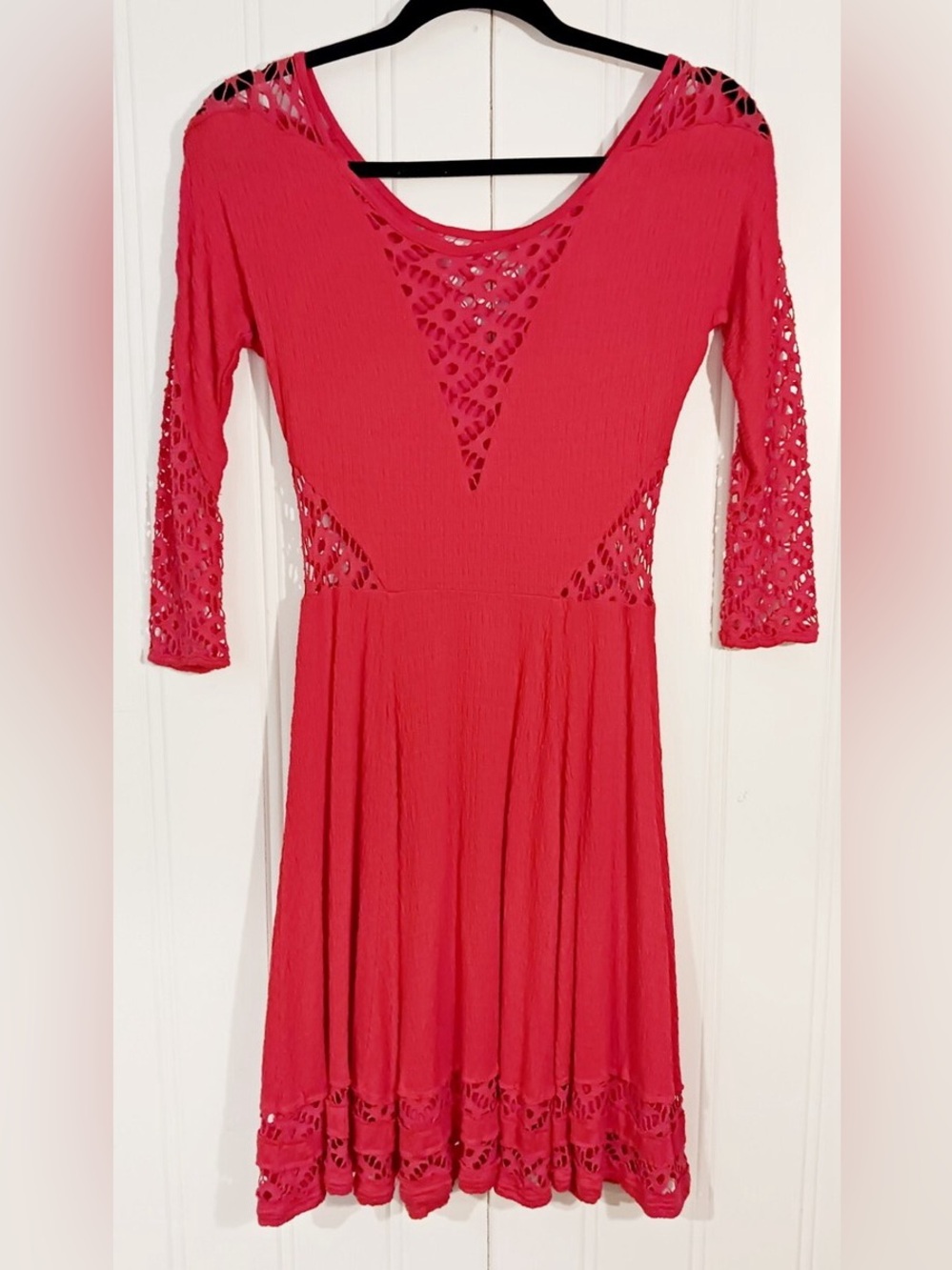 ♥️ FREE PEOPLE Long Sleeved Lace Mini Dress. Size MEDIUM. Good Condition! - Picture 8 of 8
